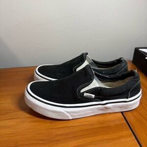 Vans Women’s Classic Slip On Black White Canvas Sneaker Shoe Casual Neutral W7